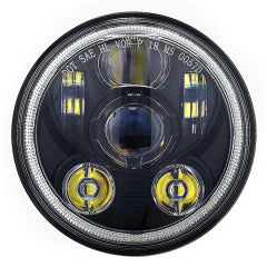 5.75" LED HEADLIGHT WITH HALO -MOTORCYCLE CUSTOM BLACK
