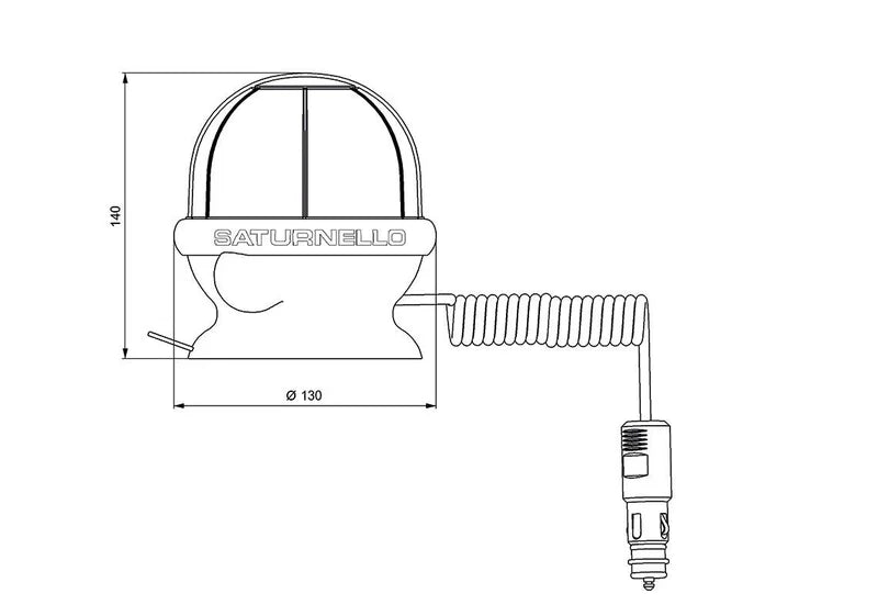 Vignal Group-Faro LED R65 ambra 12/24v montaggio magnetico, rotante