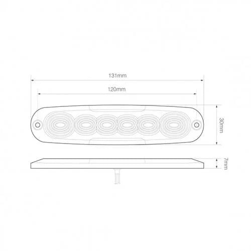 LED Autolamps - Torcia LED Slimline | R65 | 6 LED | ambra | 10-30v