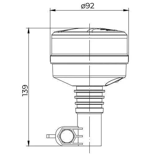 TRALERT - Faro rotante a LED | ambra con lente ambra | R65 | 12-24v | base DIN