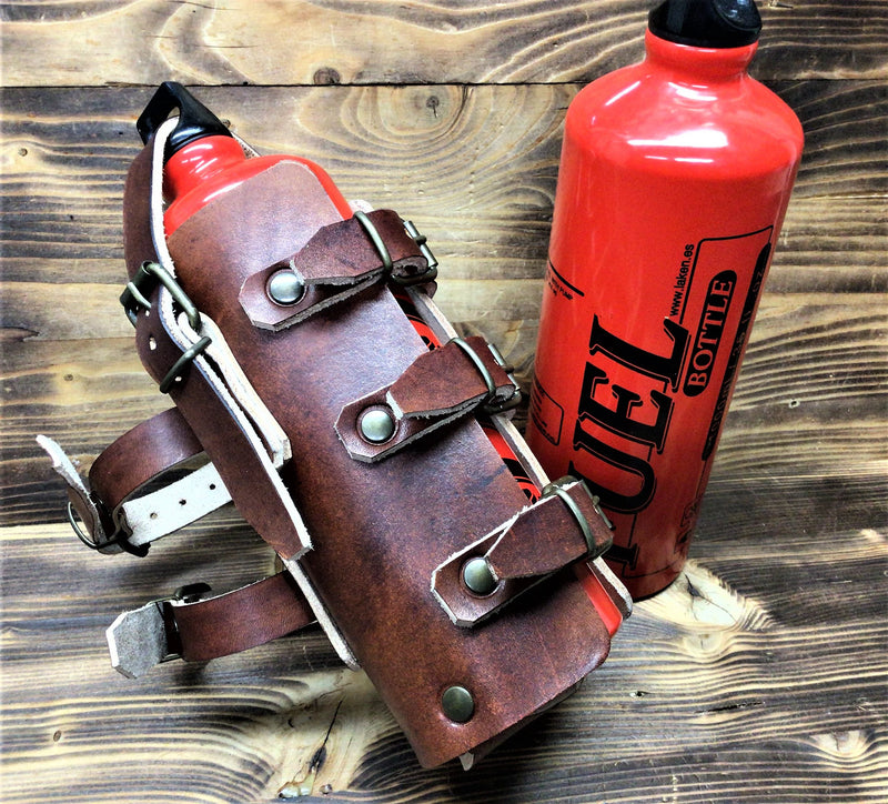 Porta borraccia per benzina 1L.-MARRONE ANTICATO-