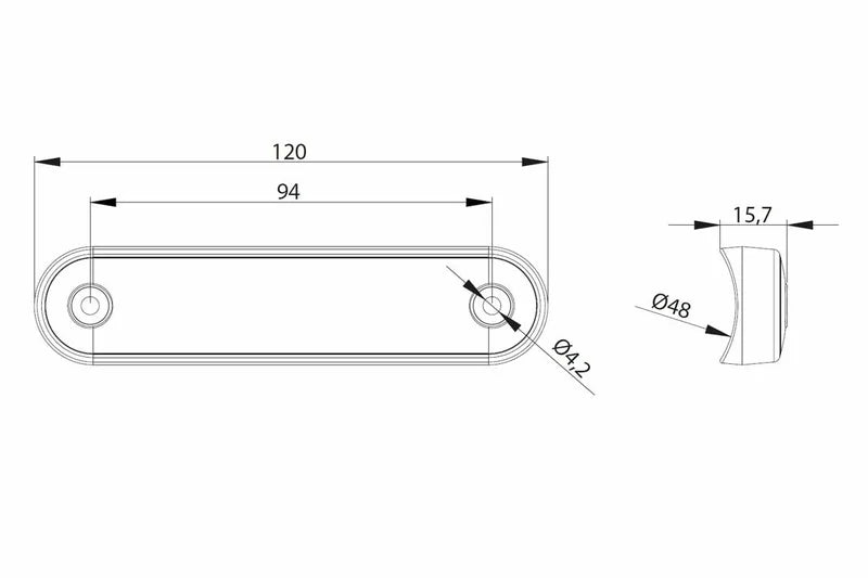 Tralert Fristom - fanale di segnalazione a LED / bianco lungo | 12-24v | 0,15 m. di cavo