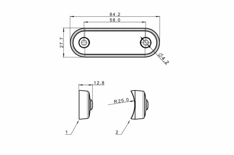 Tralert Fristom - Marcatore scuro bianco chiaro | 12-24v | 0,15 m di cavo
