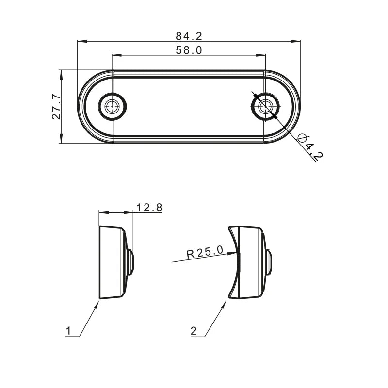 Tralert Fristom - fanale di segnalazione a LED Ambra | 12-24v | 50 cm. di cavo
