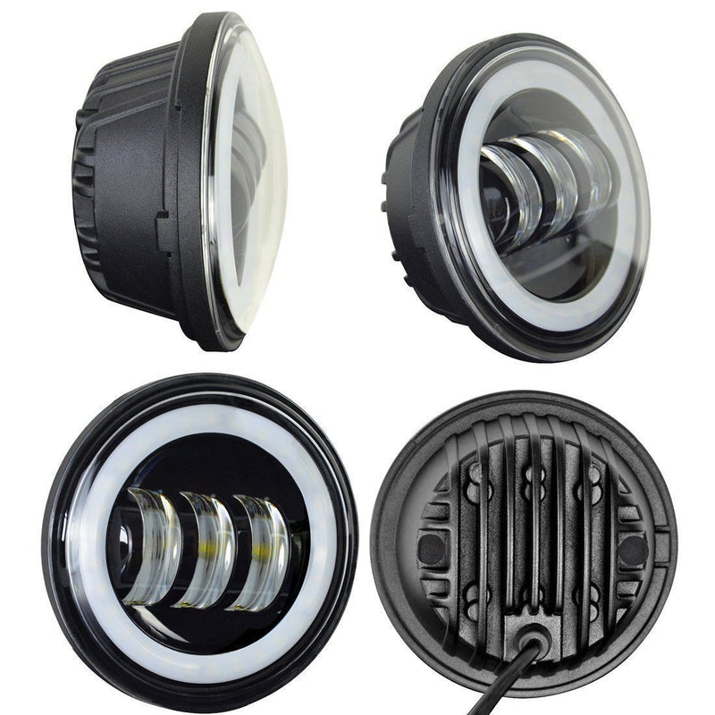 SET MOTORCYCLE FRONT LED LIGHTS FOR HARLEY DAVIDSON 4.5' FOG WITH HALO - 30W