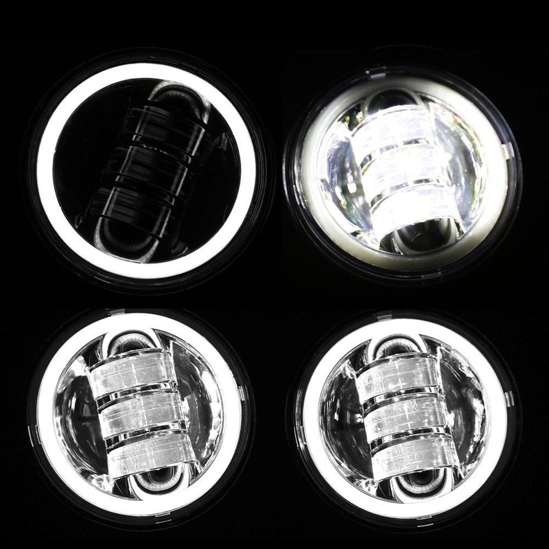 SET MOTORCYCLE FRONT LED LIGHTS FOR HARLEY DAVIDSON 4.5' FOG WITH HALO - 30W