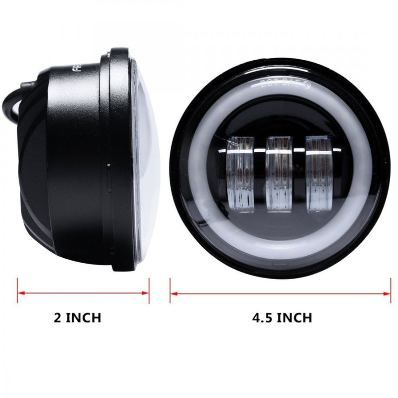 SET MOTORCYCLE FRONT LED LIGHTS FOR HARLEY DAVIDSON 4.5' FOG WITH HALO - 30W