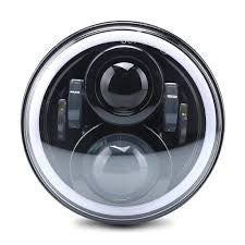 LED HEADLIGHT "FRONT 5.75" FOR MOTORCYCLE AND CAR with Halo - black background