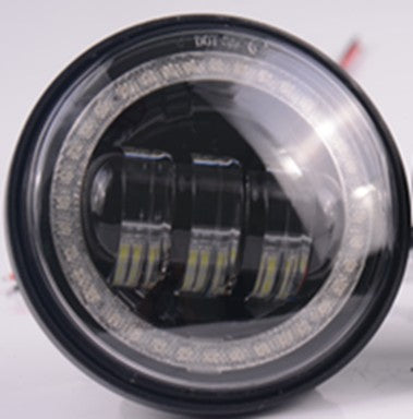 HEADLIGHT SET, LED 4.5" FOR HARLEY WITH FOG LAMP AND POSITION HALO - BLACK BACKGROUND -