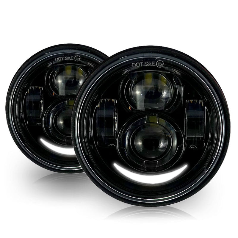 4.65" FRONT LED LIGHT SET - FOR FAT BOB - BLACK -