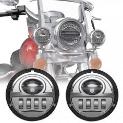 SET OF AUXILIARY LED FOG LIGHTS WITH CHROME BACKGROUND - 4.5"
