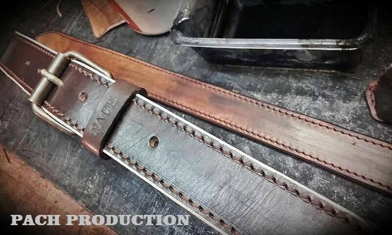 CINTURÓN DE PIEL NATURAL "PADCH" GROSOR 4 CM