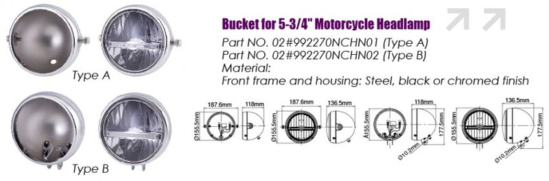CHROME METAL HEADLIGHT HOLDER WITH TWO SIDE FIXING BRACKETS - ALSO SUITABLE FOR SCOOTER -