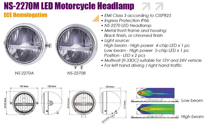 CHROME METAL HEADLIGHT HOLDER WITH TWO SIDE FIXING BRACKETS - ALSO SUITABLE FOR SCOOTER -