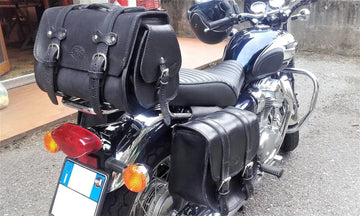 Borsa da viaggio Pach Comfort in cuoio per portapacchi moto custom, 25 litri, nera