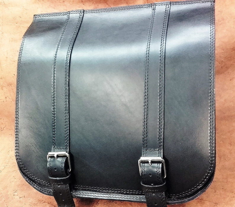 Borsa laterale per moto custom in cuoio 4mm.-Ner-