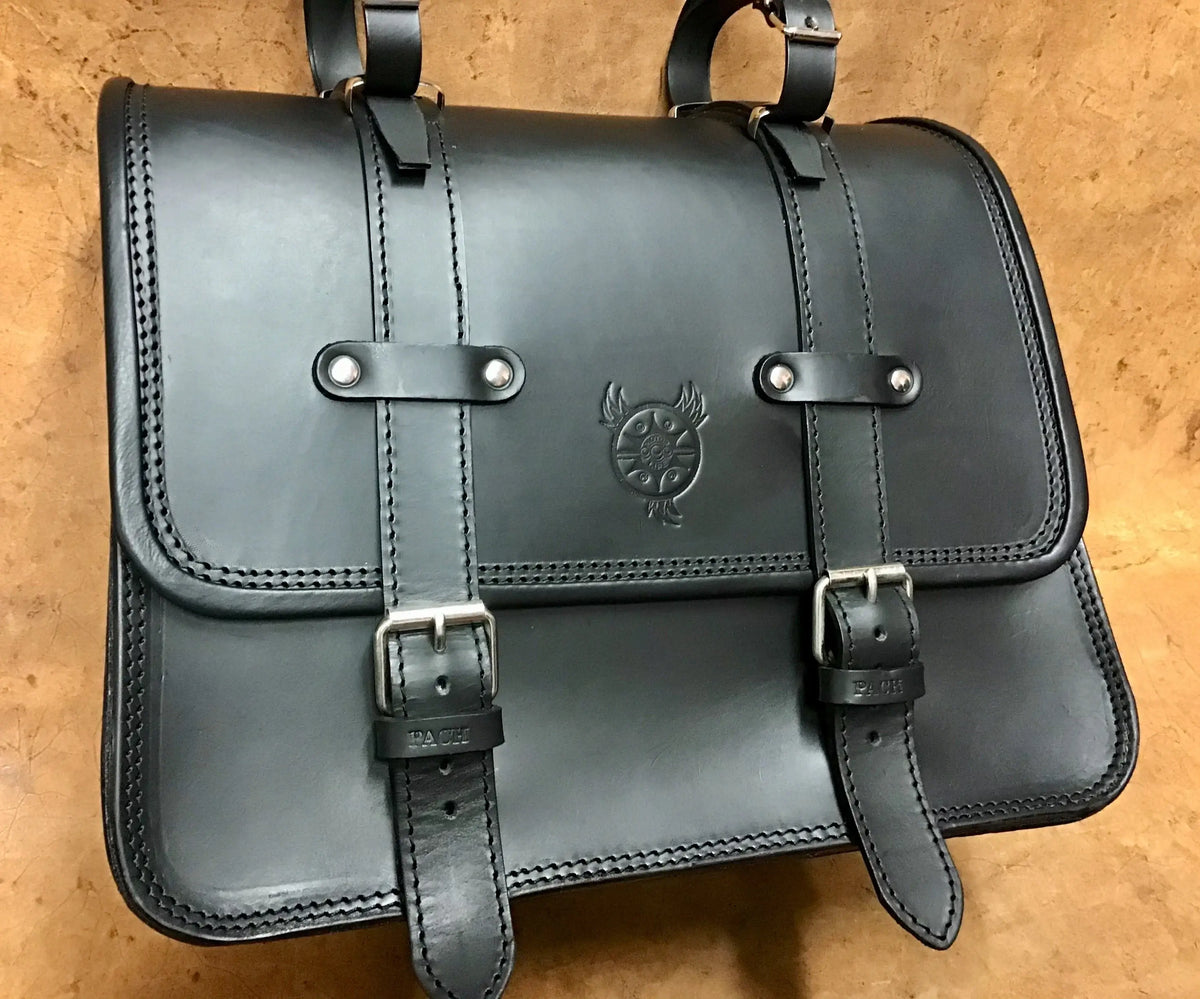 Borsa laterale per moto custom in cuoio 4mm.-Ner – immagine 3