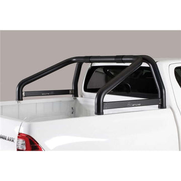 Roll Bar con scritta traforata Toyota Hilux Double Cab dal 2021 Inox nero Ø76 mm