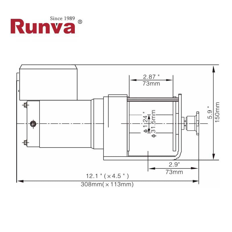 VERRICELLO ELETTRICO RUNVA 2000 lb - 900 kg - 12V CON COMAND CS