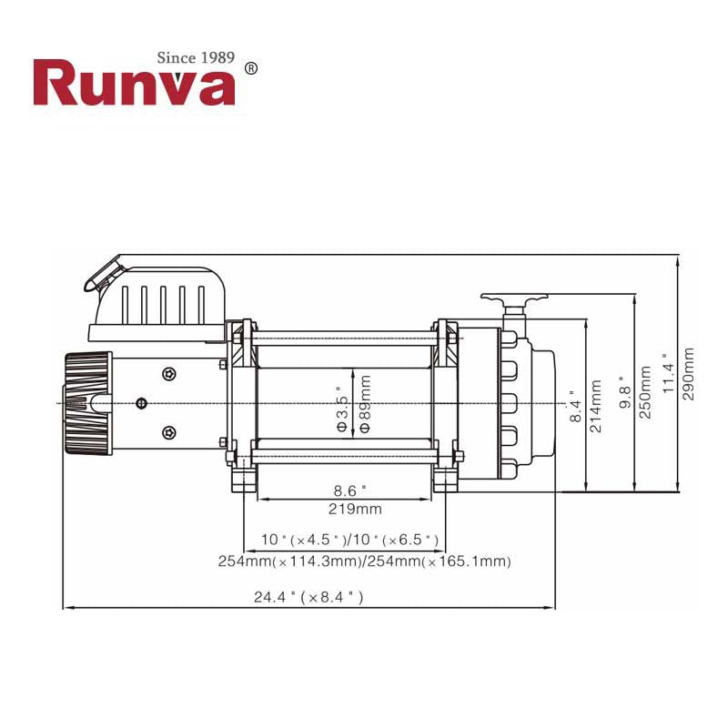 RUNVA ELECTRIC WINCH 17500 lb - 7938 kg - 24V WITH CONTROL