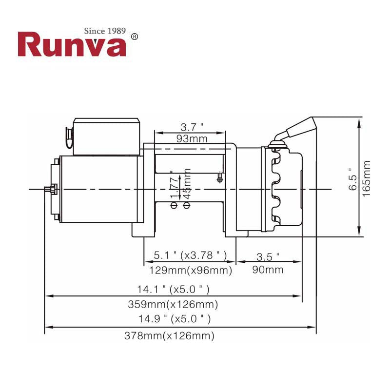 VERRICELLO ELETTRICO RUNVA 4500 lb - 2041 kg - 12V CON COMANDO CS