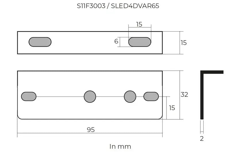 Staffa di montaggio per lampeggianti LED S11F3003, SLED4DVAR65 e SSLED3DV – Tralert – immagine 4
