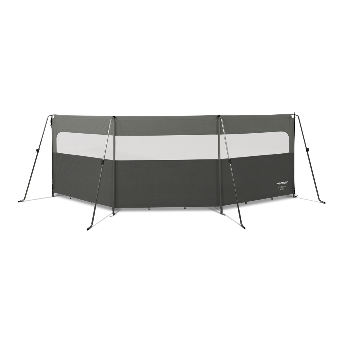Dometic Poled Break Rest 3 visto di fronte con finestre trasparenti
