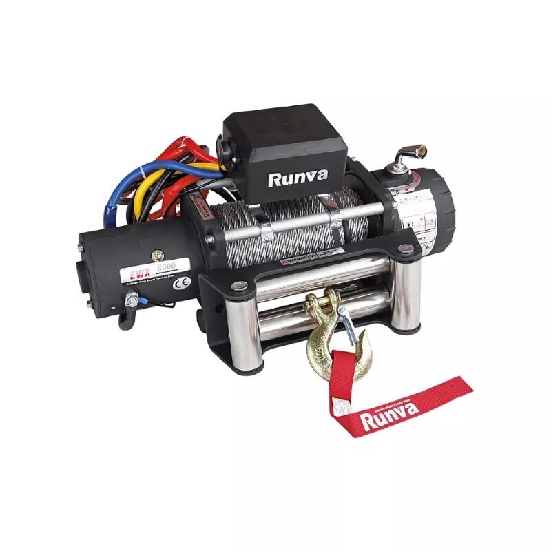 Verricello elettrico industriale 4x4 Runva 8000 lb - 3692 kg - 12V con comando