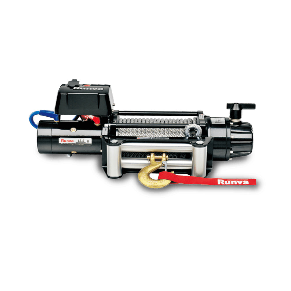 Runva EWB 12500 – Verricello elettrico 12.500 lb (5.670 kg) 12V con comando, fune sintetica