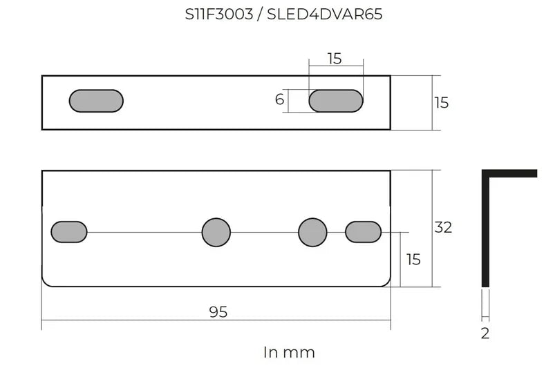 Staffa di montaggio per S11F3003 / SLED4DVAR65 SSLED3DV |