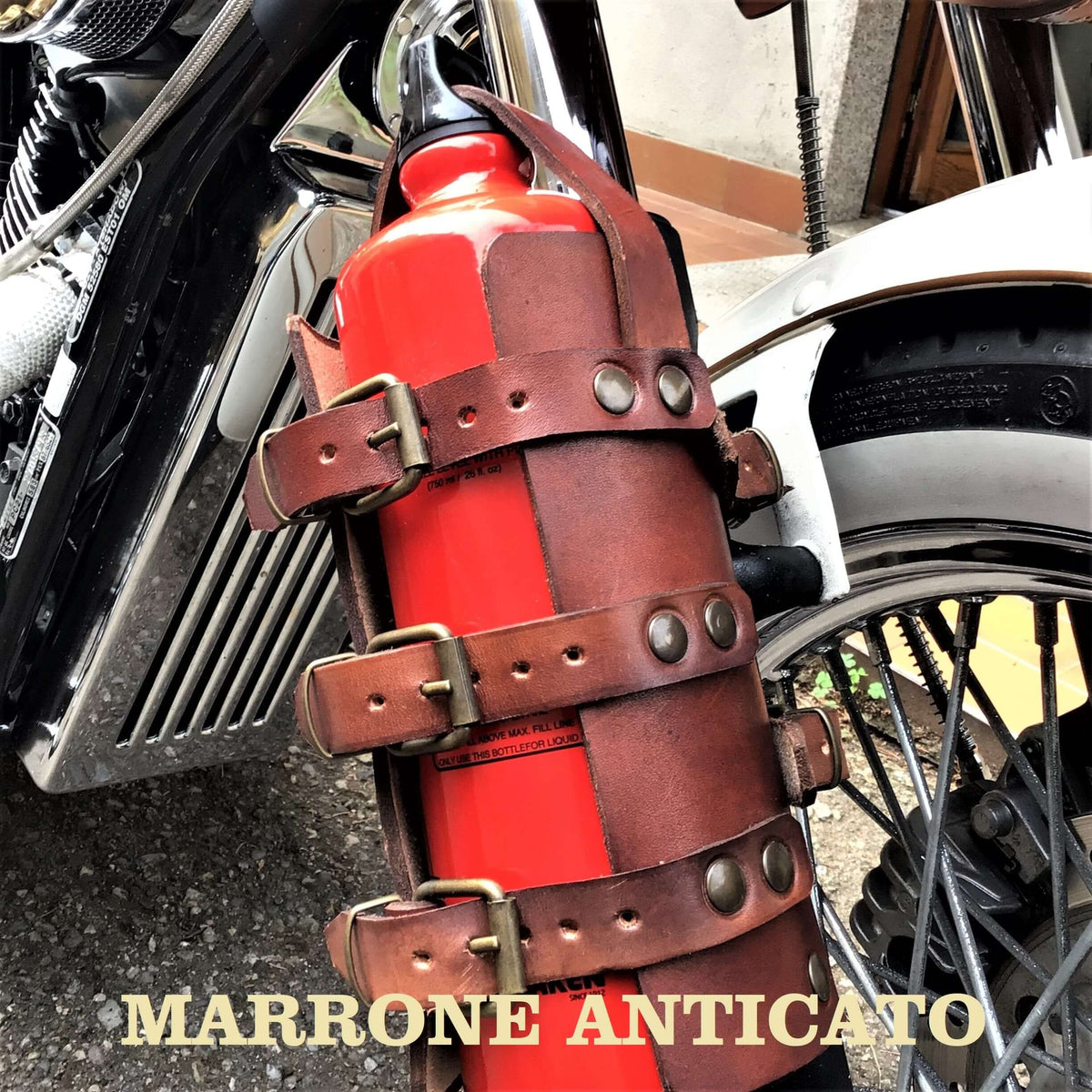 Porta borraccia per benzina 1500ml in Cuoio Marrone Anticato