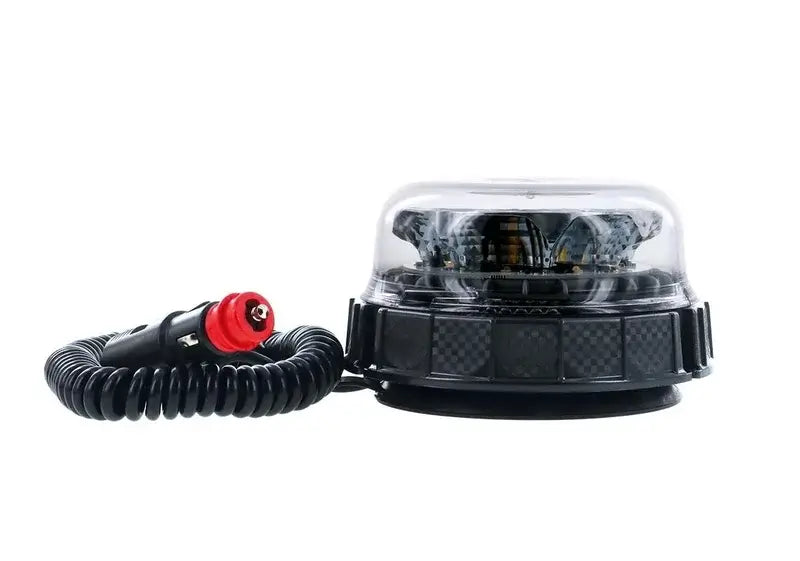 Lampeggiante LED R65 rotante con lente trasparente Pegasus, ø 143 x 74 mm, ambra, 12-24 V, base magnetica – Vignal