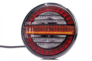 Fanale posteriore LED tondo con indicatore di direzione dinamico, 12-24 V, cavo 1 m – Fristom