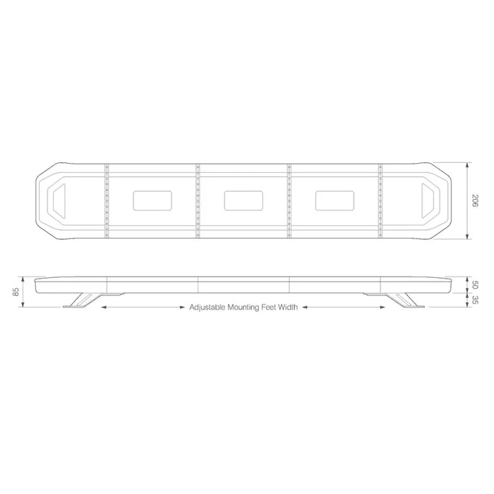 ElectraQuip - Barra led lampeggiante | R65| 621 mm | completamente lucido | 10-30v|