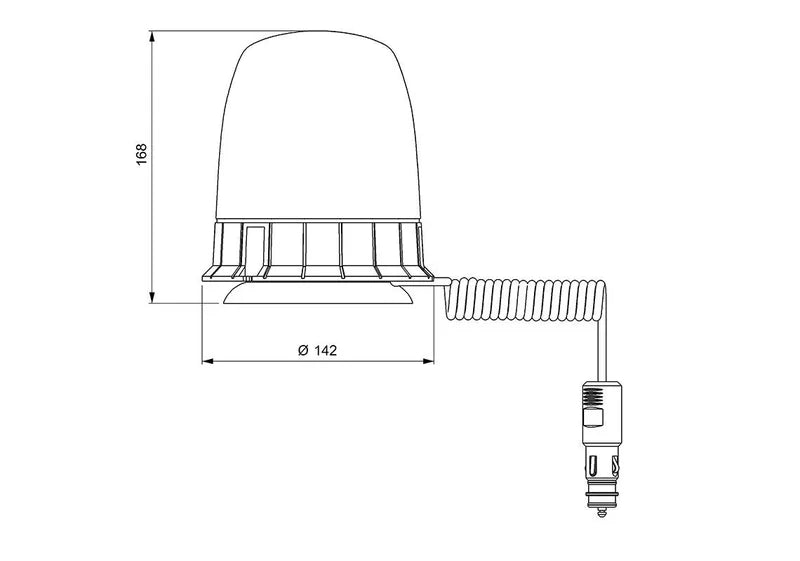 Vignal Group-Faro LED R65 ambra 12/24v base magnetica+ ventosa, rotante