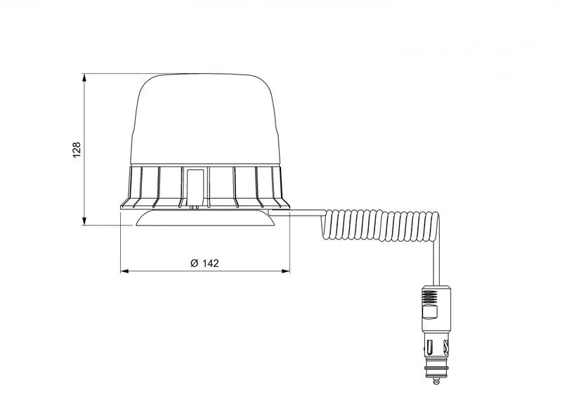 Vignal Group-Faro LED R65 ambra 12/24v base magnetica+ ventosa, rotante