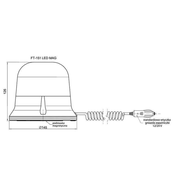 R65 Lampeggiante a LED, rotante, magnete, 12/24V Cavo da 7,8 m | S10ZL516