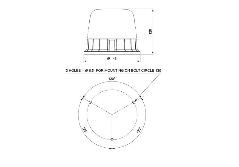 Vignal Group - Faro LED R65 ambra/trasparente 12/24v montaggio a 3 bulloni, singolo