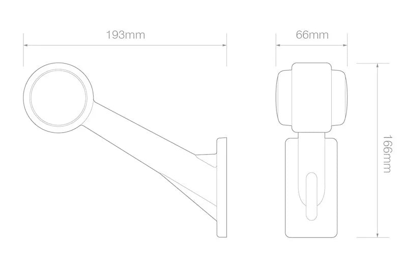 LED Autolamps - Sinistra | Lampada di larghezza a LED | Stelo angolato | 12-24v | Cavo da 20 cm .