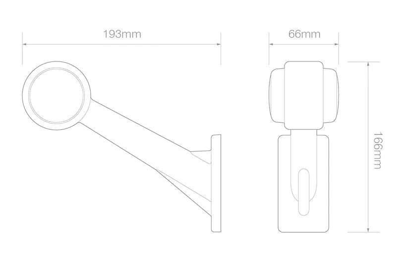 LED Autolamps - Destra | Lampada a LED in larghezza | Stelo angolato | 12-24v | Cavo da 20 cm .