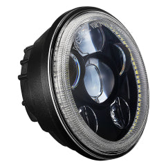 FARO LED 5.75" CON HALO -MOTORCYCLE CUSTOM NERO