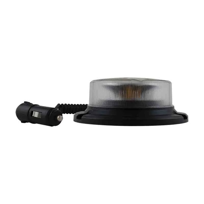 ElectraQuip-Lampeggiante a LED R65 a base bassa ambra/trasparente con montaggio magnetico 12/24v