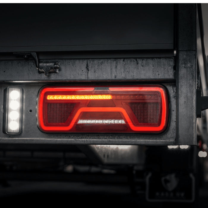 TRALERT - Sinistra | fanale posteriore al neon a LED | Lampeggiante dinamica | 12-24v | Cavo da 200 cm