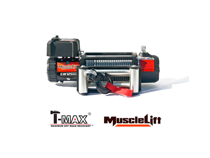 Verricello elettrico T-MAX Muscle-Lift MW-12500 24V 5.665 kg con cavo acciaio