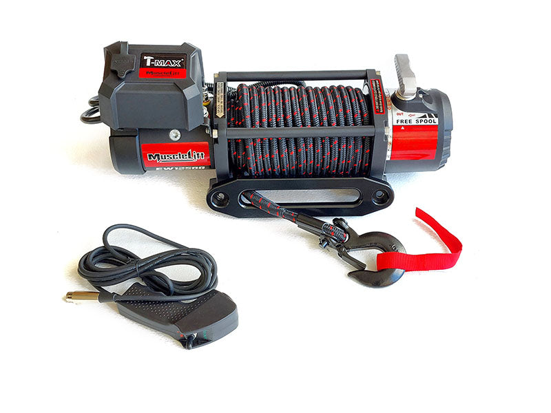 Verricello elettrico T-MAX Muscle-Lift MW-12500 12V 5.665 kg con fune sintetica PX