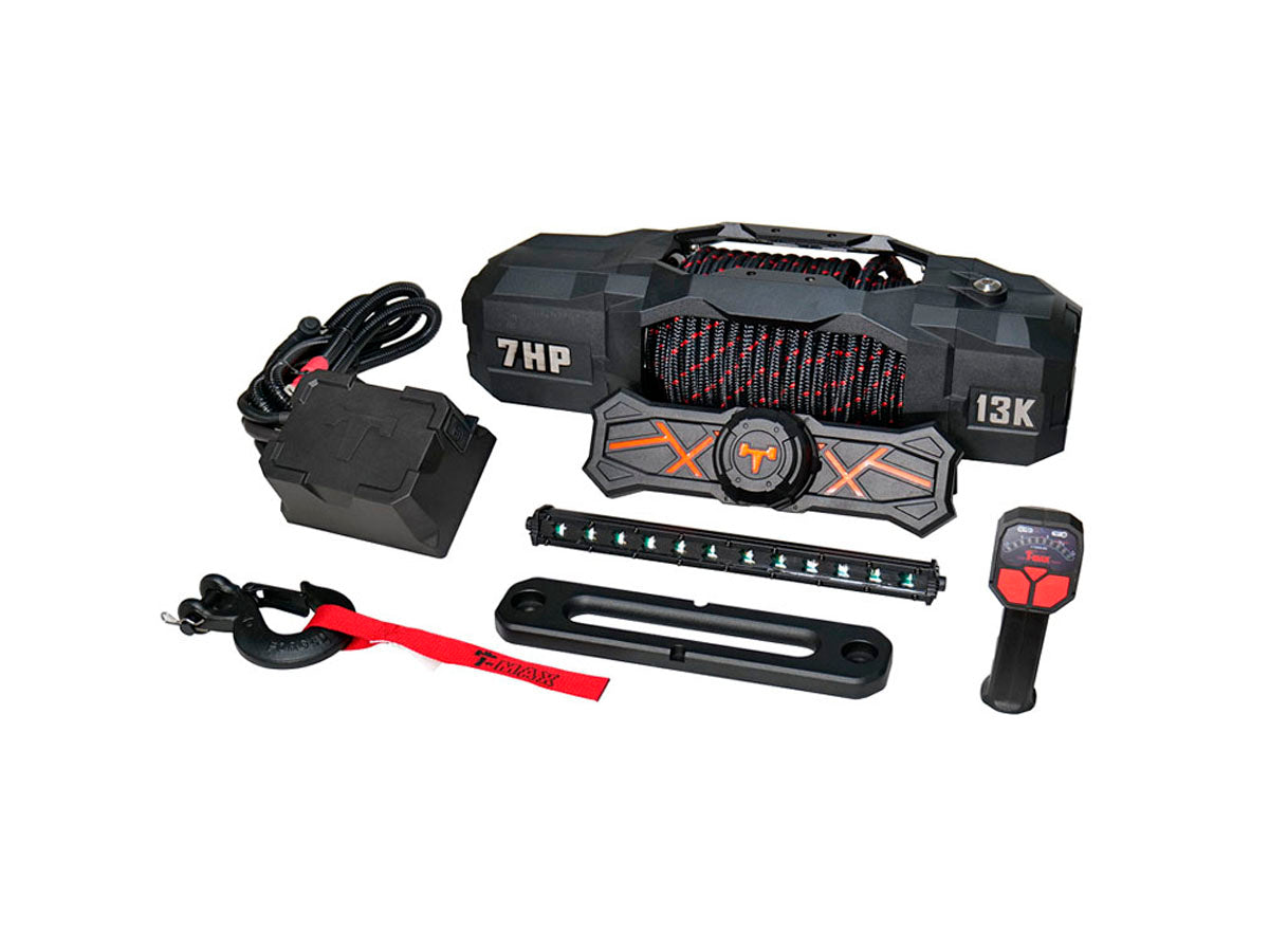 Verricello elettrico T-MAX Titan TEW-13000 12V 5.900 kg fune sintetica PX – versione Standard