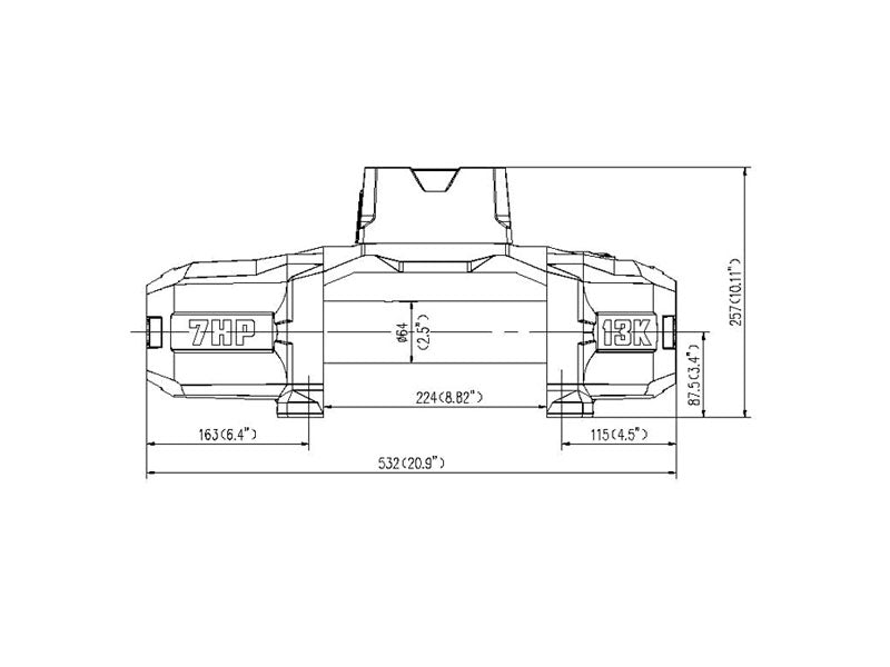 Verricello elettrico T-MAX Titan TEW-13000 12V 5.900 kg fune sintetica PX – versione Standard