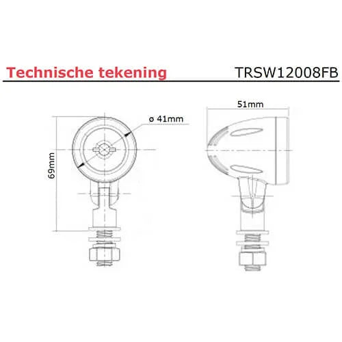 TRALERT -fanale da lavoro a LED | piccola | 20 cm. di cavo