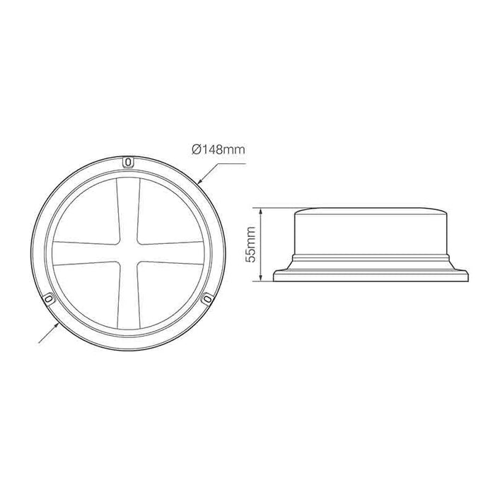 ElectraQuip - Lampeggiante a LED R65 a base bassa ambra a montaggio magnetico 12/24v