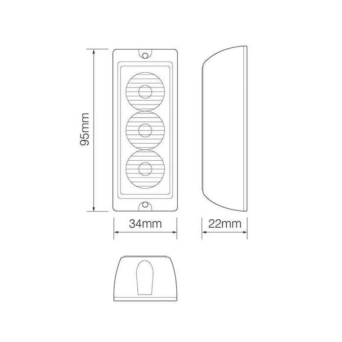 TRALERT - Torcia LED | 3 LED | Ambra | 10v - 30v